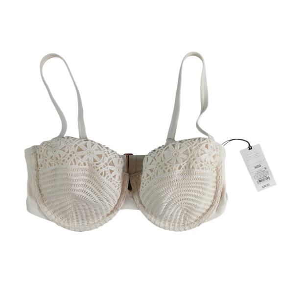 Shade & Shore Swimwear Womens 36DD White Bikini Top Underwire Padded Lace NWT - Picture 1 of 8